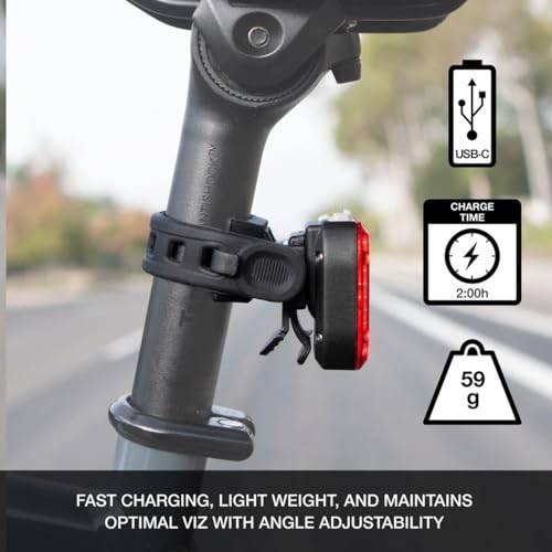 NiteRider Vmax+ 180 Lumen USB-C Rechargeable Bike Rear Light Powerful Daylight Visible Bicycle LED Bike Taillight Easy to Install Road Mountain City C