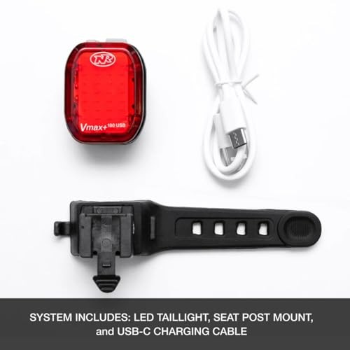 NiteRider Vmax+ 180 Lumen USB-C Rechargeable Bike Rear Light Powerful Daylight Visible Bicycle LED Bike Taillight Easy to Install Road Mountain City C