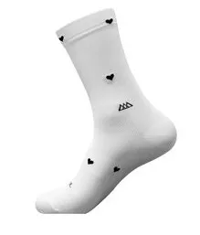 [2HEART-BCONEG-S/M] CALCETA HUIZAPOL BLANCO C/CORAZONES NEGRO (S/M)